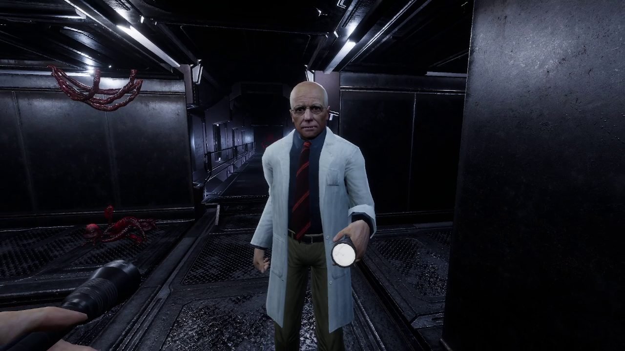 The specimen crouched in a dim corridor