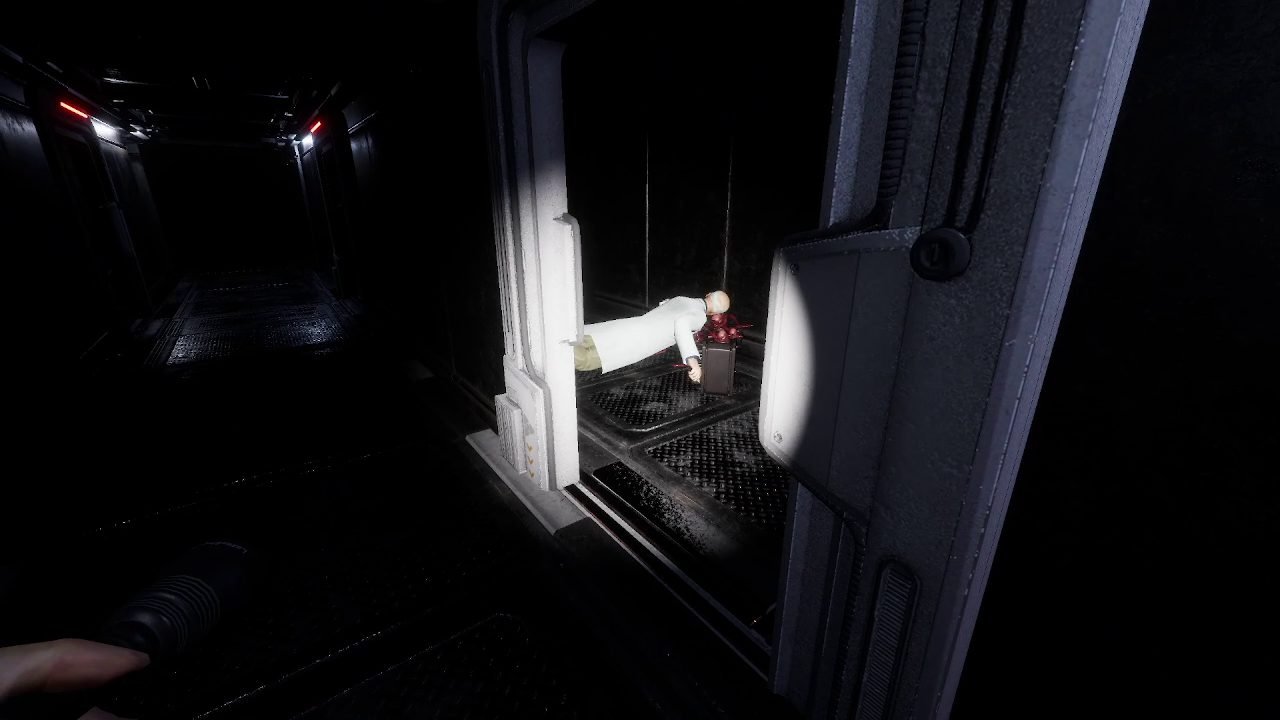 An open case in a darkened room